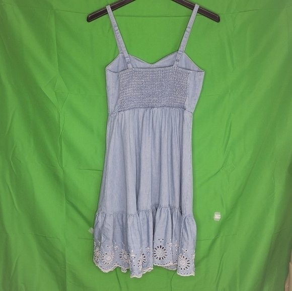 Old Navy Light blue Floral Eyelet Embroidered Trim Stretch Fit and Flare Dress - Picture 14 of 14